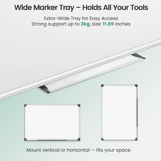 Alt view image 2 of 7 - Magnetic Dry Erase Board 36 x 24 for Wall, Whiteboard for Home Office, School, Study Room Silver Aluminum Frame with 2 Markers, 4 Magnets & Eraser