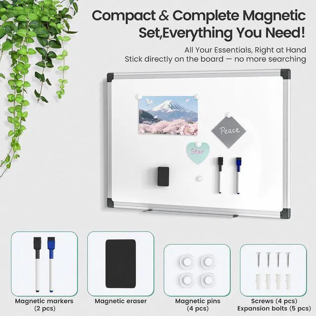 Alt view image 6 of 7 - Magnetic Dry Erase Board 36 x 24 for Wall, Whiteboard for Home Office, School, Study Room Silver Aluminum Frame with 2 Markers, 4 Magnets & Eraser