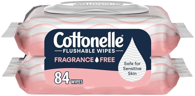Main image of Cottonelle Fragrance Free Flushable Wipes, 2 Packs, 42 Wipes per Pack