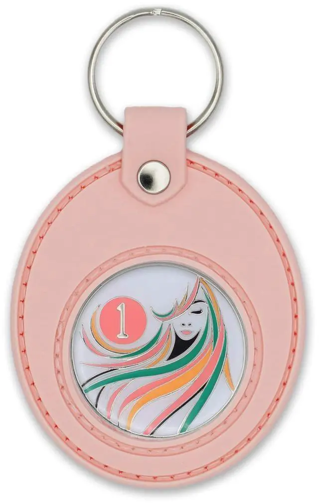 Alt view image 3 of 6 - Pink AA Coin Holder Keychain for Sobriety Chip Medallions, Recovery Tokens