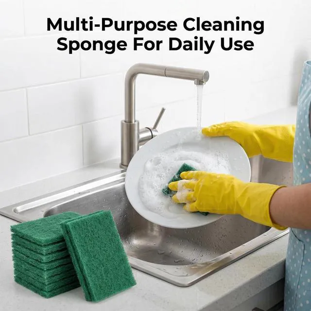 Alt view image 7 of 7 - MAQIHAN Heavy Duty Scouring Pad - 10PCS Green Scrubbing Pads for Cleaning