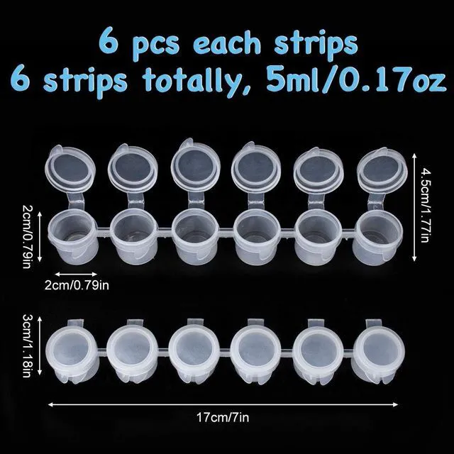 Alt view image 5 of 6 - 36 Empty Paint Pots with Lids, 5 ml/0.17 OZ Clear Empty Storage Paint Containers, Mini Painting Cup Arts Crafts Containers for Summer Camp Kids Classrooms Schools Art Festivals etc