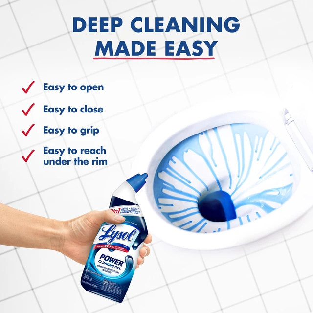 Alt view image 4 of 5 - Lysol Toilet Bowl Cleaner Clinging Gel, Power, Disinfecting Bathroom Cleaner and Toilet Bowl Stain Remover, 24 fl oz (2 Pack)