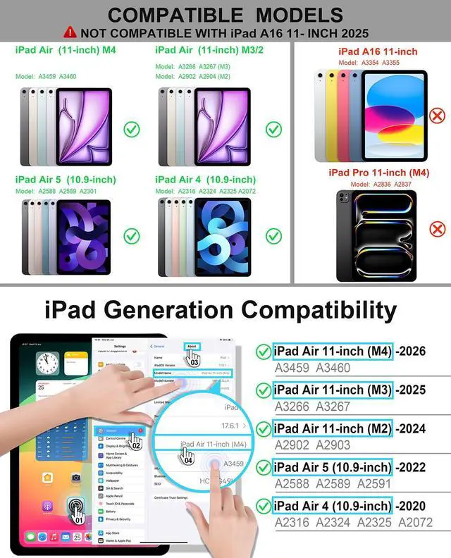 Alt view image 2 of 7 - Keyboard Case for iPad Air 11-inch M4/M3 / Air 5th 4th Generation - Magic-Style Magnetic Keyboard Case with Multi-Touch Trackpad Compatible with Apple iPad Air 11 M4/M3/M2 (2026/2025/2024), Air 5