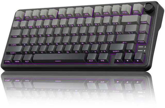 Main image of K75 Wireless Mechanical Gaming Keyboard, 75% Hot Swappable Creamy Keyboard with Knob, RGB Backlit, Pre-lubed Linear Switches, Side Engraved PBT Keycaps, Wireless/Wired/BT5.0, Gradient Gray