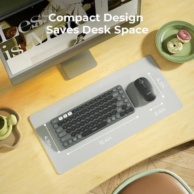 Alt view image 6 of 7 - Bluetooth Wireless Keyboard and Mouse Combo, COE203 Quiet Round Keycaps, 3-Device Multi-Connection, Bluetooth & 2.4G USB Receiver, Wide Compatibility with iPad/Tablet/Laptop/Mac/Windows, Black