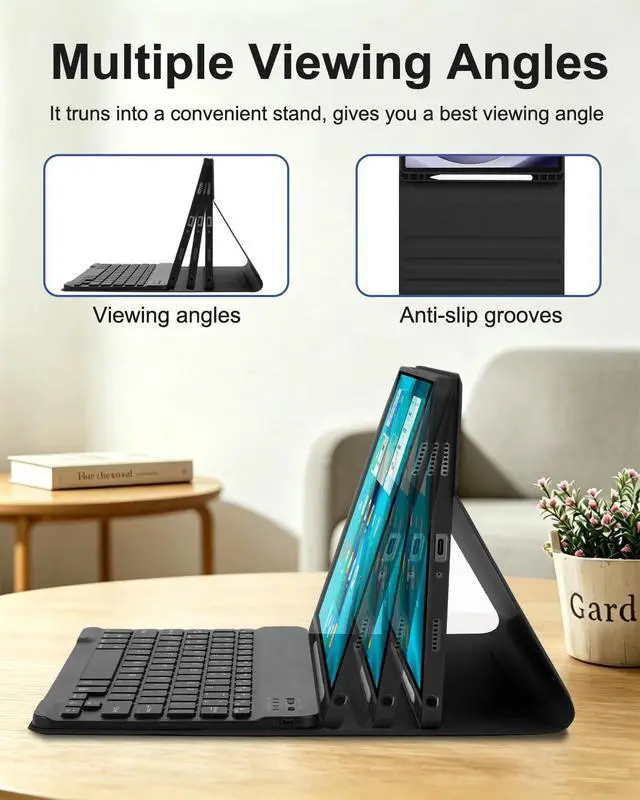 Alt view image 4 of 7 - Case with Keyboard Mouse for Samsung Galaxy Tab A11 Plus/A9 Plus 2025/2023 11 inch,7 Color Rainbow Backlight Detachable USB-C Keypad Magnetic Case with Pen Slot for Tablet A11+ A9+ 5G Black