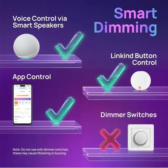Alt view image 5 of 7 - Matter Smart Light Bulb, BR30 Smart Bulbs, Recessed LED Color Changing Light Bulbs RGBTW, E26 Smart Flood Light Bulbs 650LM 60W Work with Alexa, Apple Home, Google Home, SmartThings, 4Pack