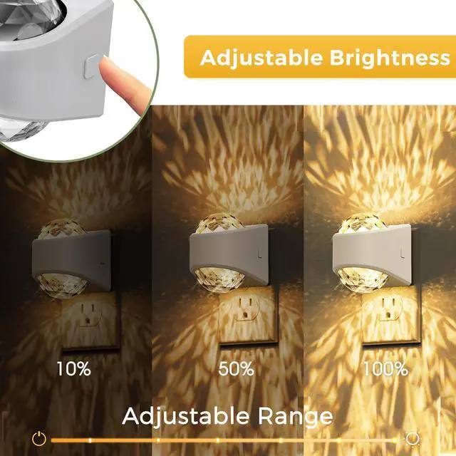 Alt view image 3 of 7 - LED Night Light,Projector Night Light with Dusk to Dawn Sensor,3000K Soft White, Brightness Adjustable,Plug in Nightlight for Bathroom,Bedroom,Hallway,Party,Home Decor