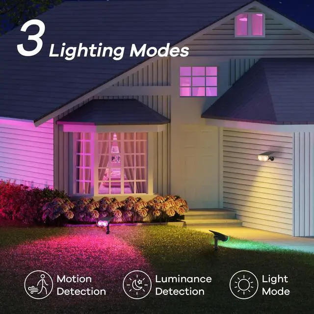 Alt view image 3 of 7 - Smart Solar Lights Outdoor SL5 with Motion Sensor, APP Control Color Changing Solar Spot Lights Outdoor Waterproof, IP65 Landscape Lighting for Yard, Garden, Patio, Path(6 Pack)
