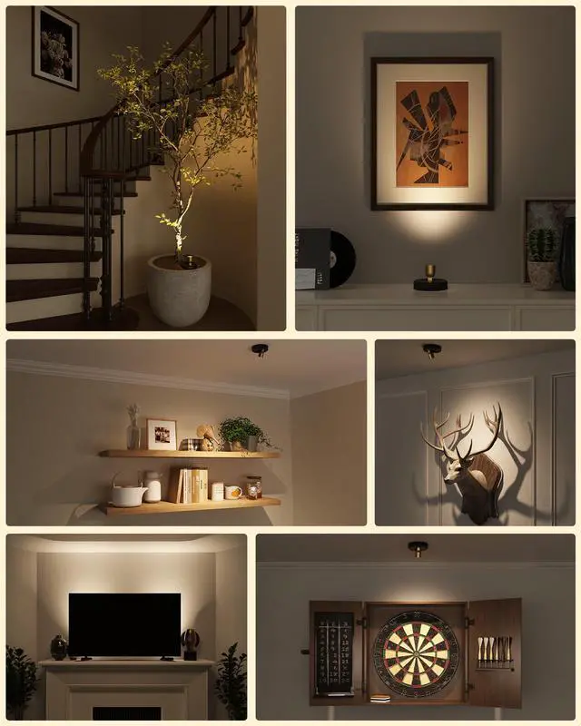 Alt view image 7 of 7 - Spotlight Indoor with Remote, 4000mAh Rechargeable Battery-Powered Plant Spot Lights, Wireless Mini Uplights with Dimmable & 3-CCT, Timer, Accent Lighting for Pictures, Art, Displays (2-Pack)