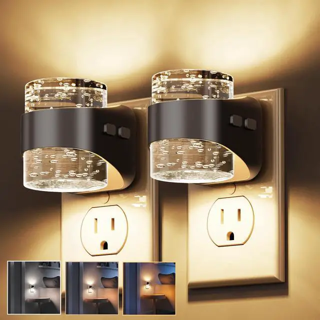 Main image of LED Night Light, Bubble Night Lights Plug into Wall,2 Pack 3000K/4000k/5000K Adjustable Color Temperature Night Light,Dimmable Nightlights with Dusk to Dawn Sensor for Rooms Bathroom Hallway