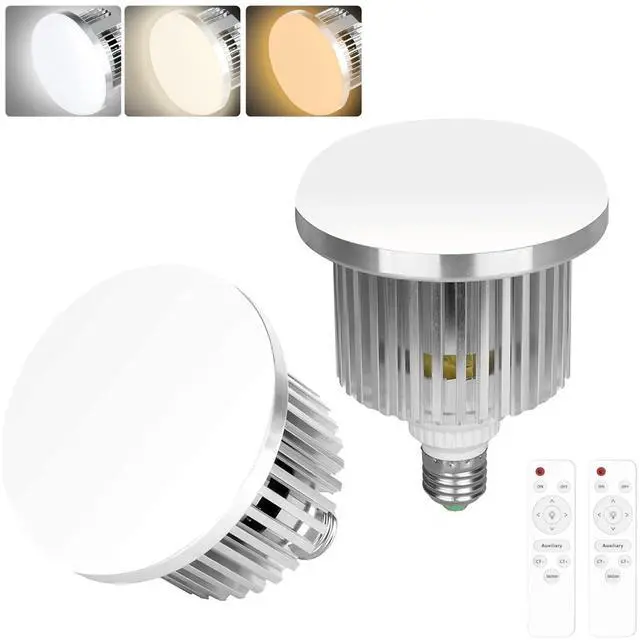 Main image of 2 Pack 85W E27 LED Light Bulb for Umbrella/Softbox Lighting Kit, Dimmable Color Temperature 3000K-6500K Remote Control Lamps for Photography Photo Video Studio, Portrait Shooting
