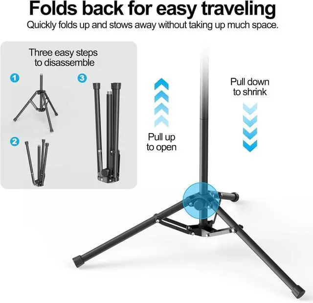 Alt view image 7 of 7 - Mic Stand with Boom Arm, Heavy Duty Tripod Microphone Stand Floor Holder Height Adjustable with Carrying Bag and 2 Mics Clips for Singing Performance, Home Studio Recording, Podcast and Stage