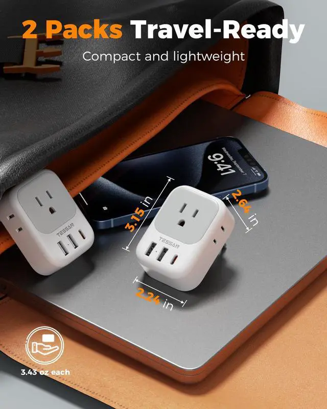 Alt view image 5 of 7 - 2 Pack European Travel Plug Adapter, Europe Power Converter 4 Outlets 3 USB(1 USB C PD 20W), Type C International Adaptor to Italy Spain France Portugal Iceland Germany, EU Travel Essentials