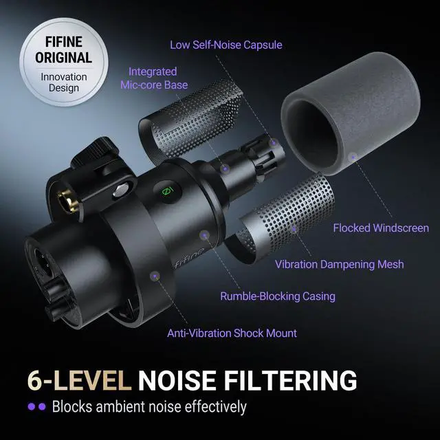 Alt view image 5 of 7 - Dynamic Microphone, XLR/USB Podcast Recording PC Microphone for Vocal Voice-Over Streaming, Studio Metal Mic with Mute, Headphone Jack, Monitoring Volume Control, Windscreen-Amplitank K688