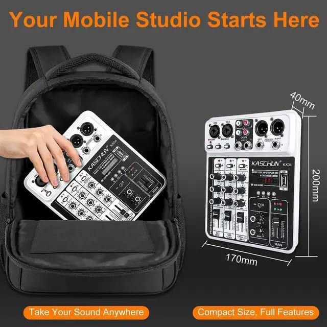 Alt view image 4 of 7 - Professional 4-Channel DJ Audio Mixer, Bluetooth Sound Board with USB MP3 Input & 48V Phantom Power for Karaoke, Podcasting, Live Streaming & Home Recording, Fathers Day Dad Gifts for Husband Men