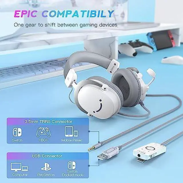 Alt view image 4 of 7 - USB PC Headset and Audio Mixer,Streaming Over-Ear Wired Headphones with 3.5mm Audio Jack,Detachable Microphone,Gaming Mixer with Slider Fader,XLR Microphone Interface,for Podcast(H9W+SC3W)