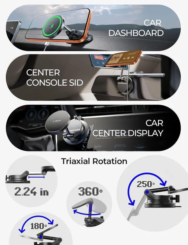 Alt view image 5 of 7 - for 15W Magsafe Car Mount Charger, Magnetic Phone Holders for Your Car, Magnetic Wireless Car Charger, Suction Phone Mount for Car Accessories for Truck Jeep for iPhone 17 Pro Max 16 15 14 13 12
