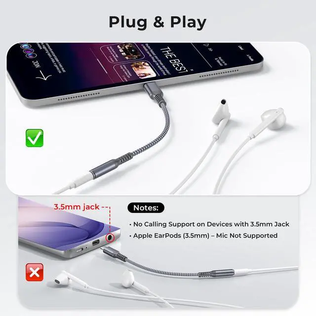 Alt view image 3 of 7 - for iPhone 17 17e 16 Pro Max Headphone Jack Adapter,USB Type C to 3.5mm Female Aux Audio Dongle Cable Converter for New Apple 15 Plus,Samsung S26 S25 S24 S23 S22,A56 A55 A54 A34,iPad Air 11