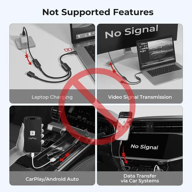 Alt view image 3 of 7 - USB C Male to Dual USB Female Cable Splitter 1FT,Thunderbolt 5 4 3 to Double Type A 2.0 OTG Adapter Cord Converter Multiple Hub for iPhone 17 Air 16 16e 15,MacBook Pro,iPad Mini,Samsung S25