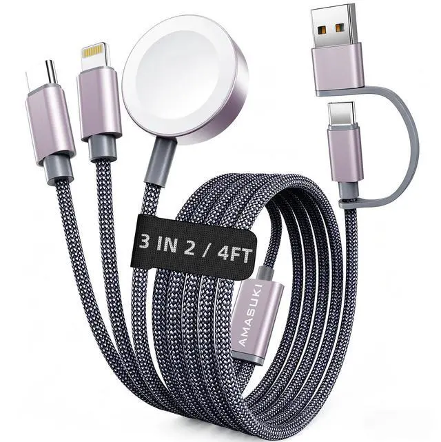 Main image of 2026 Travel Essentials for Apple Watch Charger,Cruise Vacation Camping Essentials,iPhone Charger,Multi Charging Cable,3 in 2 Charging Docks for iWatch Series 11-2/Ultra,iPhone 17-12,Car