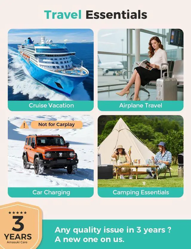 Alt view image 4 of 7 - 2026 Travel Essentials for Apple Watch Charger,Cruise Vacation Camping Essentials,iPhone Charger,Multi Charging Cable,3 in 2 Charging Docks for iWatch Series 11-2/Ultra,iPhone 17-12,Car