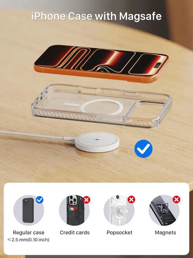Alt view image 6 of 7 - Magnetic Wireless Magsafe Charger iPhone: Charging Pad for iPhone 17/16/15/14/13/12 Series & AirPods Pro 4-2, Strong Magnet, Dual Ports, Case-Friendly, Lightweight for Travel Home Office Desk