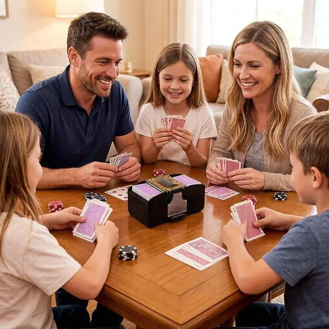 Alt view image 7 of 7 - Automatic Card Shuffler 2 Deck,Battery-Operated Electric UNO Poker Shuffler,Playing Card Shuffler for Home Card Game,Travel
