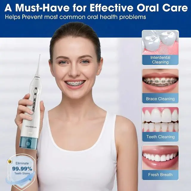 Alt view image 6 of 7 - Water Flossers for Teeth Cordless Rechargeable Dental Oral Irrigator Water Jet for Teeth Braces Care with 8 Jet Tips for Travel and Home Use (White)