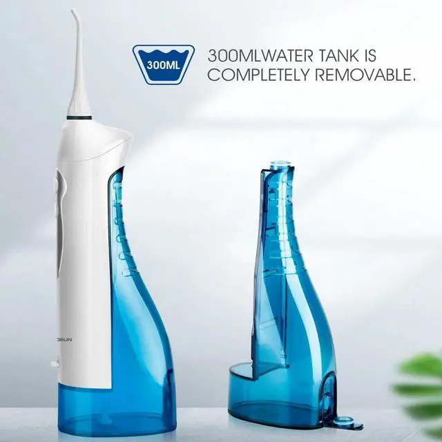 Alt view image 7 of 7 - Water Flossers for Teeth Cordless Rechargeable Dental Oral Irrigator Water Jet for Teeth Braces Care with 8 Jet Tips for Travel and Home Use (White)