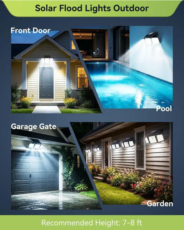 Alt view image 5 of 7 - 2500LM Solar Lights Outdoor with Motion Sensor,3 Head 270° Wide Angle Street Area Lights, IP65 Waterproof Security Lighting with 3 Modes(Non-Remote,2 Pcs)