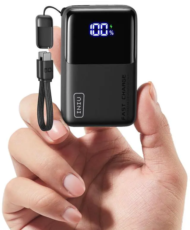 Main image of Portable Charger, Ultra Mini 10000mAh 45W Fast Charging with Detachable Cable, Flight-Safe Travel USB C Power Bank External Phone Battery Pack for Xiaomi iPhone 17 16 Samsung S26 Google iPad etc