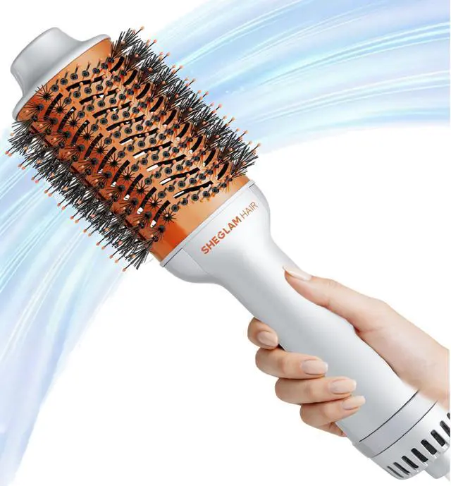 Main image of 4-in-1 Hot Air Brush - Hair Dryer & Styler with 33000 RPM Motor, Gloss PRO Coating for Shine, 3 Heat Settings, Tangle-Free Ionic Bristles for Frizz-Free Blowouts (US Plug)