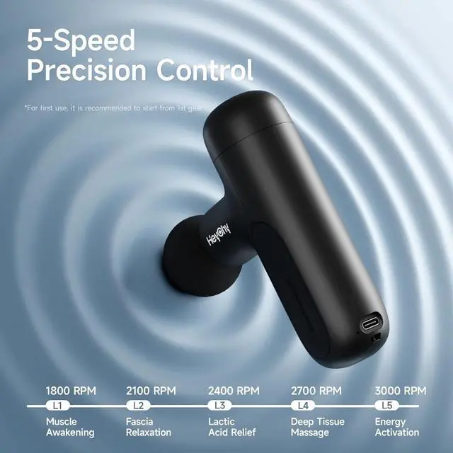 Alt view image 4 of 7 - Super Mini Massage Gun Deep Tissue, Handheld Muscle Massager with 4 Heads, Percussion Travel Size Massager Gun FSA Eligible for Men Women Back Relief, Quiet for Home, Gym, Office, HSA, Black