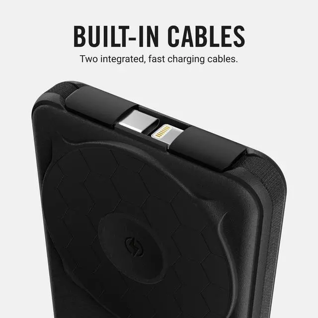 Alt view image 4 of 7 - Ridge Magnetic Power Bank Battery Pack 10,000mAh - Fast Charging, Compatible with MagSafe - Portable Charger Powerbank - with Built in Cables, Wireless Charging & Magnetic Attachment (Matte Black)