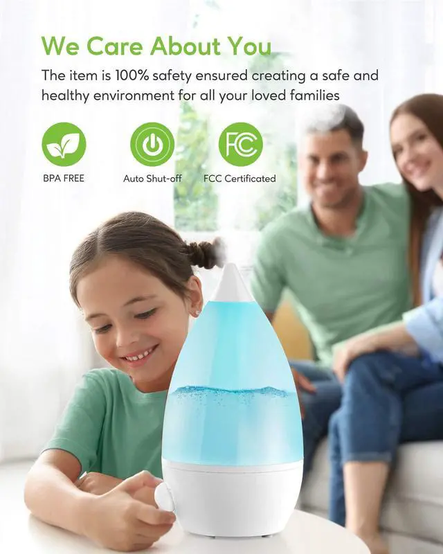 Alt view image 2 of 7 - Ultrasonic Cool Mist Humidifier SK7620 - 1.5L Capacity, Whisper-Quiet Operation, Adjustable Mist Output, Auto Shut-Off - Ideal for Home, Office, Baby Room, and Bedroom
