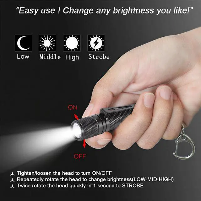 Alt view image 4 of 7 - K3 Mini Keychain Flashlight AAA Small Keychain Light Bright 150 Lumens with Diffuser Clip,Multipurpose Pocket Light as Candle Hat Lamp Camp Lantern for Everyday EDC Dog Walking Hiking Camping