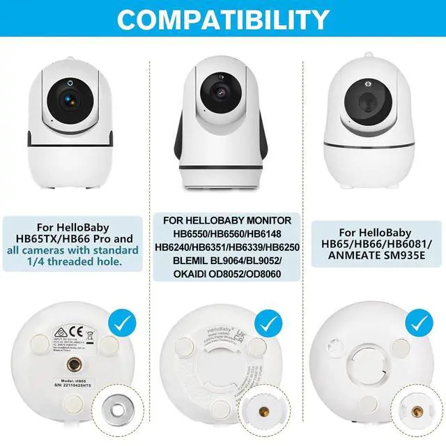Alt view image 2 of 7 - Flexible Baby Monitor Mount Compatible with HelloBaby HB6550/HB6560/HB6240/HB6148/HB6339/HB66/HB65/HB40, ANMEATE 549/SM935E, 15.75" Gooseneck Arm Baby Camera Mount Without Tools or Wall Damage