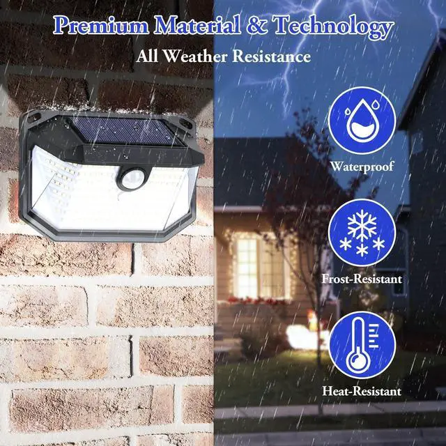 Alt view image 2 of 7 - Solar Outdoor Lights, 2-Pack Super Bright 178 LEDs Motion Sensor Wall Light with 270° Wide Angle & 3 Modes, Waterproof Solar Powered Security Light for Patio Garden Garage Front Door