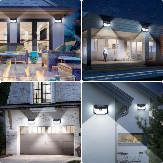 Alt view image 7 of 7 - Solar Outdoor Lights, 2-Pack Super Bright 178 LEDs Motion Sensor Wall Light with 270° Wide Angle & 3 Modes, Waterproof Solar Powered Security Light for Patio Garden Garage Front Door