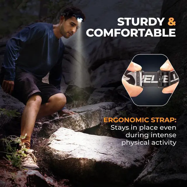 Alt view image 4 of 7 - USB-C Rechargeable LED Headlamp Super Bright, Lightweight Head Lamp for Running, Camping, Hiking & Work Comfortable Fit for Adults & Kids