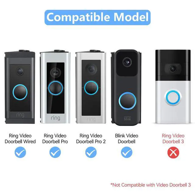 Alt view image 2 of 7 - Adjustable 30 to 55 Degree Doorbell Angle Mount Compatible with Video Doorbell Wired/Pro and Blink Video Doorbell, Replacement Angle Adjustment Adapter Mounting Bracket Wedge Kit