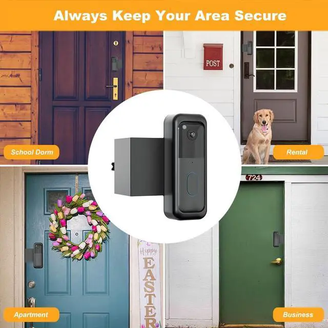 Alt view image 7 of 7 - Blink Doorbell Mount, Anti-Theft Video Doorbell Door Mount Bracket No Drilling, Not Block Doorbell Motion Sensor, Easy to Install, Fit for Blink Doorbell Camera (Black)
