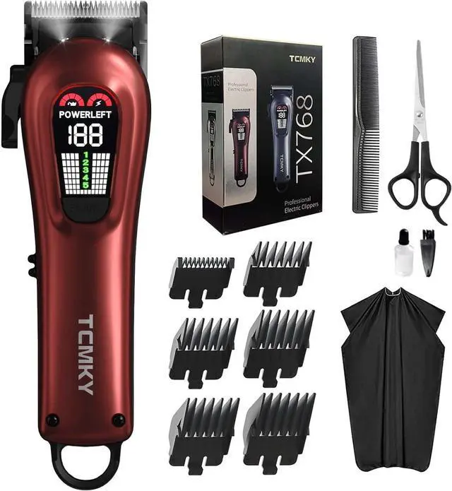 Main image of Hair Clippers for Men Professional Clippers for Men Cordless&Corded Barber Clippers for Hair Cutting & Grooming. Rechargeable Hair Trimmer Kit for Household (Red)