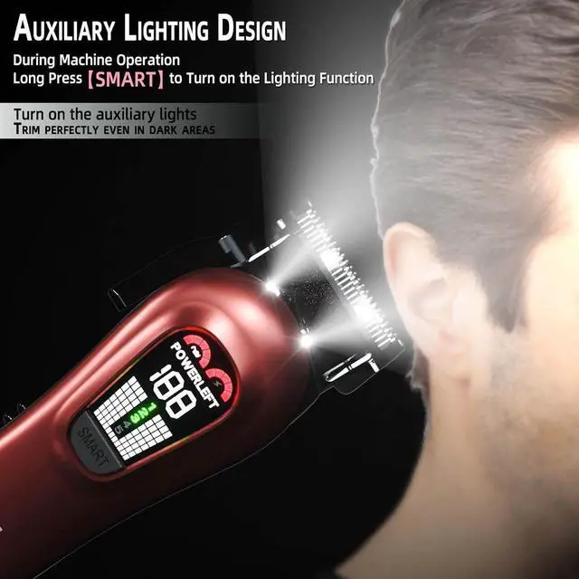 Alt view image 3 of 7 - Hair Clippers for Men Professional Clippers for Men Cordless&Corded Barber Clippers for Hair Cutting & Grooming. Rechargeable Hair Trimmer Kit for Household (Red)