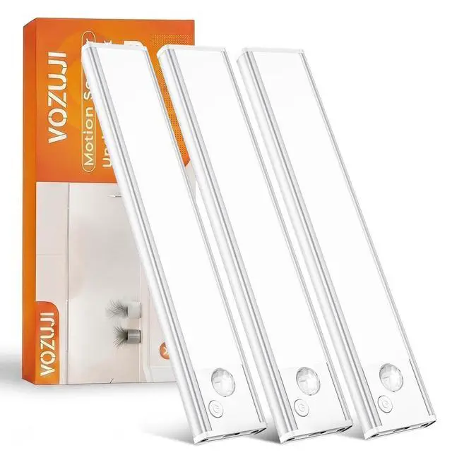 Main image of Under Cabinet Rechargeable Lighting: Motion Sensor Dimmable Lights Indoor - Battery Operated Lights - Wireless Activated Closet Light Magnetic Led Light for Kitchen Home Bathroom Counter Shelf