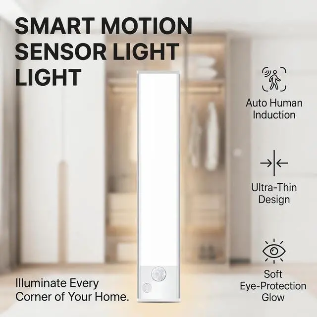 Alt view image 6 of 7 - Under Cabinet Rechargeable Lighting: Motion Sensor Dimmable Lights Indoor - Battery Operated Lights - Wireless Activated Closet Light Magnetic Led Light for Kitchen Home Bathroom Counter Shelf