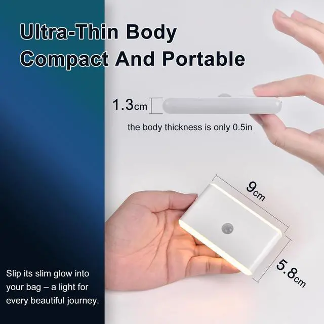 Alt view image 3 of 6 - 2-Pack Motion Sensor Night Light Cruise Approved, Magnetic & Rechargeable with USB, RGB Color-Changing Modes, LED Auto Nightlight for Cabin, Bathroom, Hallway, Bed or Stairs (Indoor Travel Use)