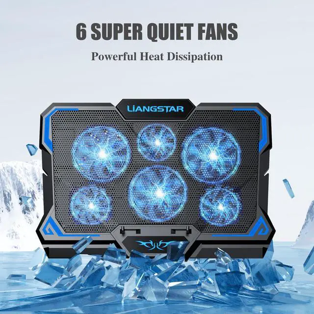 Alt view image 2 of 6 - Laptop Cooling Pad, Laptop Cooler with 6 Quiet Led Fans for 15.6-17 Inch Laptop Cooling Fan Stand, Portable Ultra Slim USB Powered Gaming Laptop Cooling Pad, Switch Control Fan Speed Function